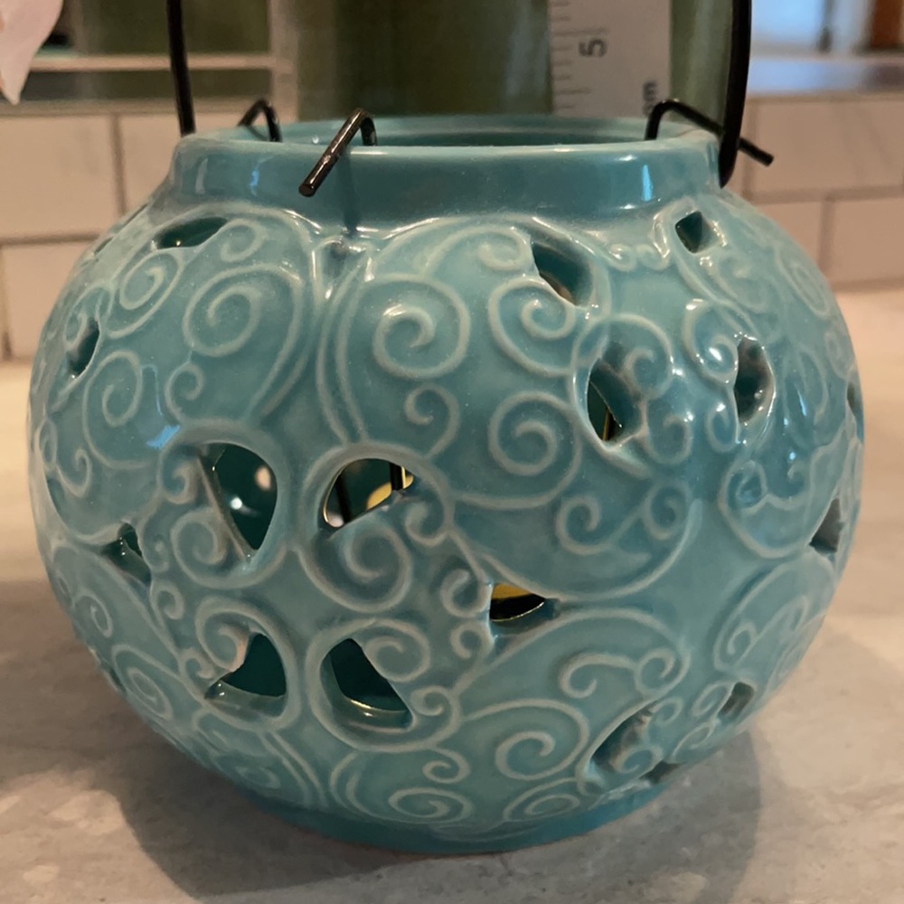 Ceramic Lantern with candle tea light and bonus